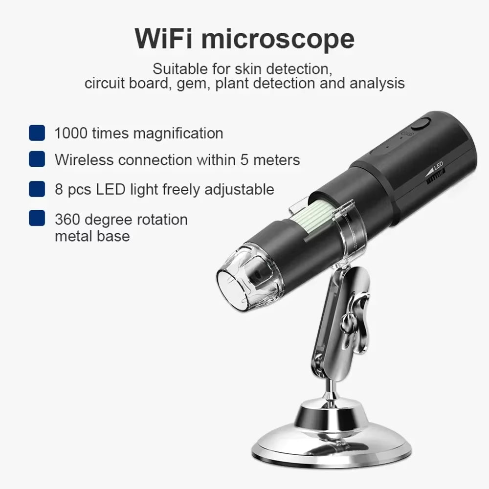 Wireless 1000X Digital Dermatoscope & Scalp Skin Analyzer Microscope