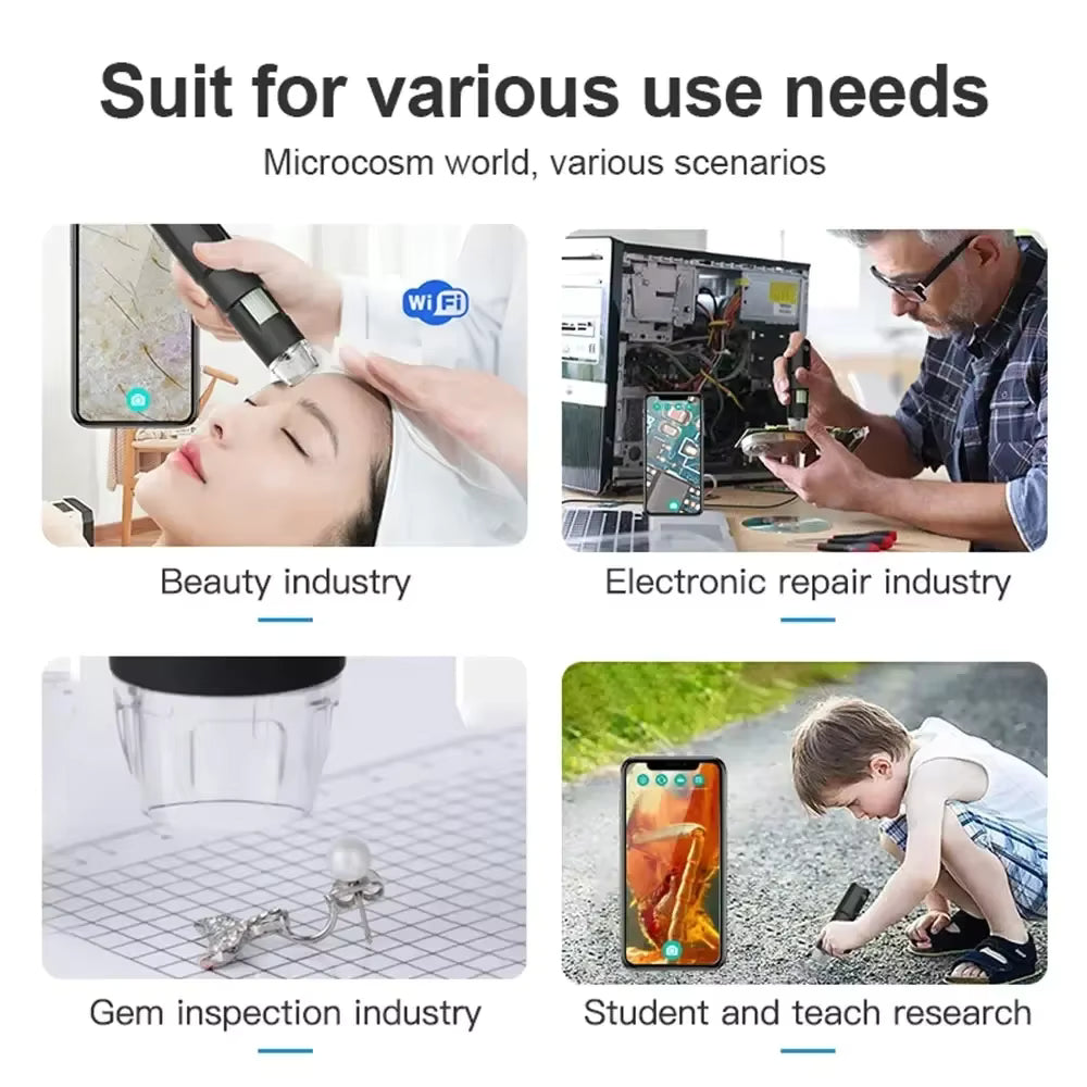 Wireless 1000X Digital Dermatoscope & Scalp Skin Analyzer Microscope