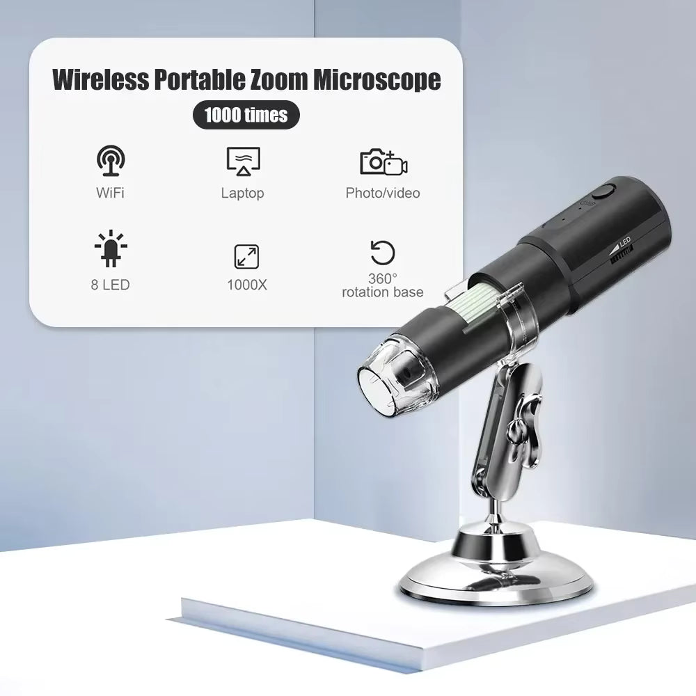 Wireless 1000X Digital Dermatoscope & Scalp Skin Analyzer Microscope