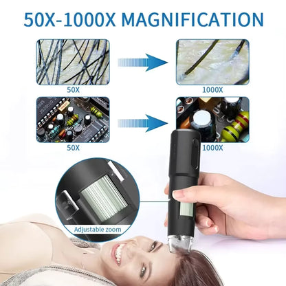Wireless 1000X Digital Dermatoscope & Scalp Skin Analyzer Microscope